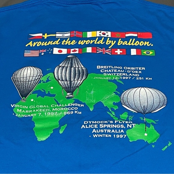 VINTAGE JERZEES AROUND THE WORLD BY BALLOON T-SHIRT MENS LARGE PRESHRUNK GRAPHIC - Picture 10 of 10